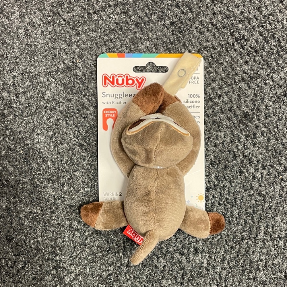 Nuby Snuggleez Plush Pacifinder with Natural Flex Pacifier, 0-6 Months, Sloth